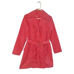 1960s Fashion Wagon Vintage Pink Long Trench Coat Size M American History